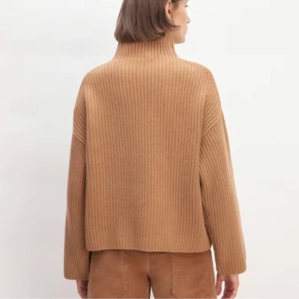 NEW Everlane The Felted Merino Wool Knit Pullover Sweater in Tan - Picture 3 of 13